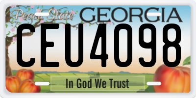 GA license plate CEU4098