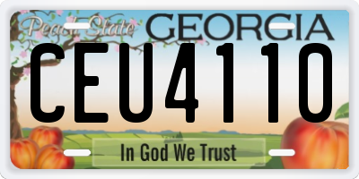 GA license plate CEU4110