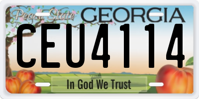 GA license plate CEU4114