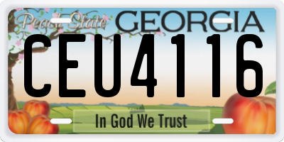 GA license plate CEU4116