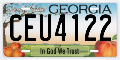 GA license plate CEU4122