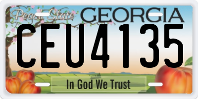 GA license plate CEU4135