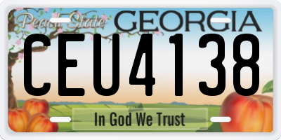 GA license plate CEU4138