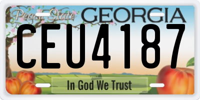GA license plate CEU4187