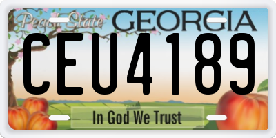GA license plate CEU4189