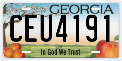 GA license plate CEU4191