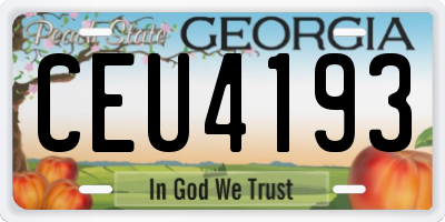 GA license plate CEU4193