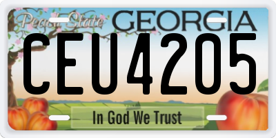 GA license plate CEU4205