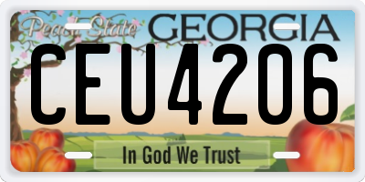 GA license plate CEU4206