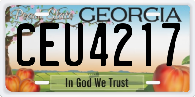 GA license plate CEU4217