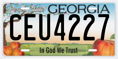 GA license plate CEU4227