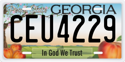 GA license plate CEU4229