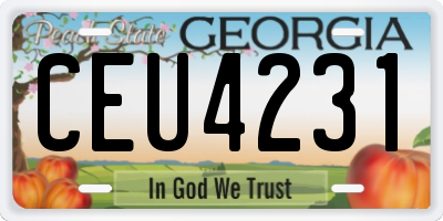 GA license plate CEU4231