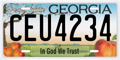 GA license plate CEU4234