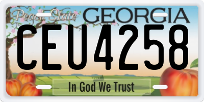 GA license plate CEU4258