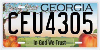 GA license plate CEU4305