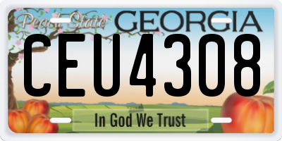 GA license plate CEU4308