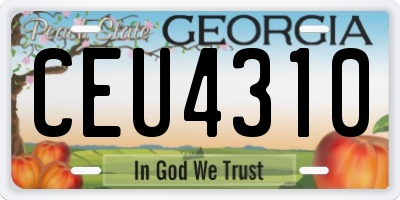 GA license plate CEU4310