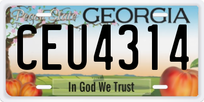 GA license plate CEU4314