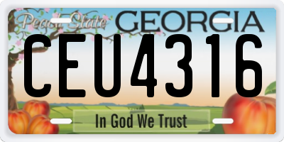 GA license plate CEU4316