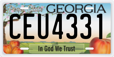 GA license plate CEU4331