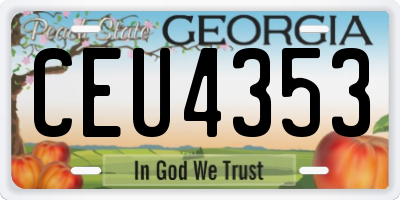 GA license plate CEU4353
