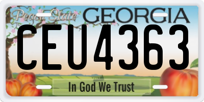 GA license plate CEU4363