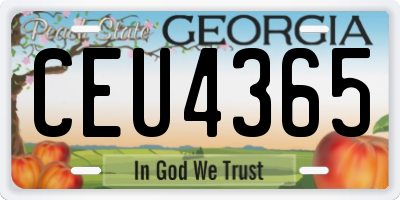 GA license plate CEU4365
