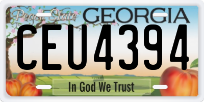 GA license plate CEU4394