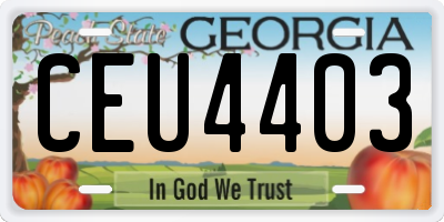 GA license plate CEU4403