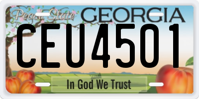 GA license plate CEU4501