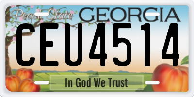 GA license plate CEU4514