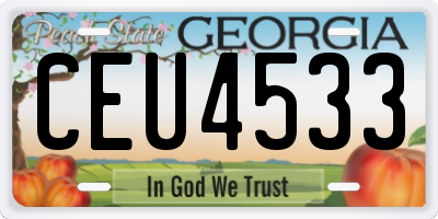 GA license plate CEU4533