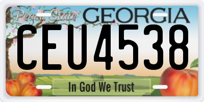 GA license plate CEU4538