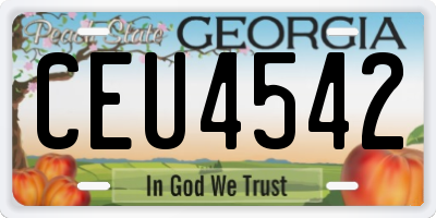 GA license plate CEU4542