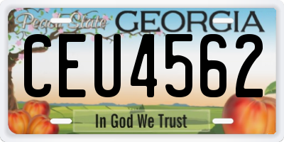 GA license plate CEU4562