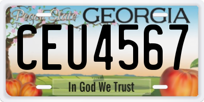GA license plate CEU4567