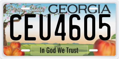 GA license plate CEU4605