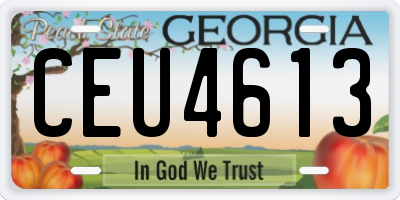GA license plate CEU4613