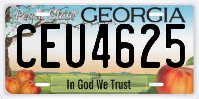 GA license plate CEU4625