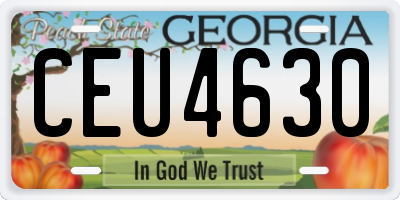 GA license plate CEU4630