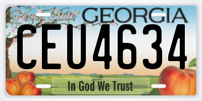 GA license plate CEU4634