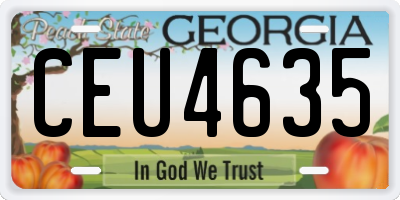 GA license plate CEU4635