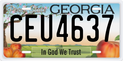 GA license plate CEU4637
