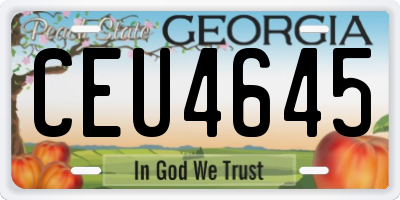 GA license plate CEU4645