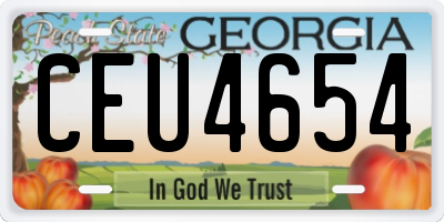 GA license plate CEU4654