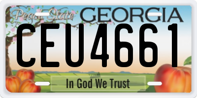 GA license plate CEU4661