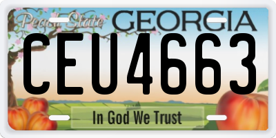 GA license plate CEU4663