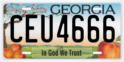 GA license plate CEU4666