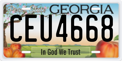 GA license plate CEU4668